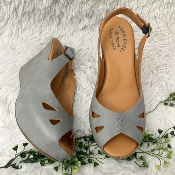 Kork Ease beauties. Size 9 US 40.5 Euro. Silver gray platforms boho peasant - Picture 1 of 8